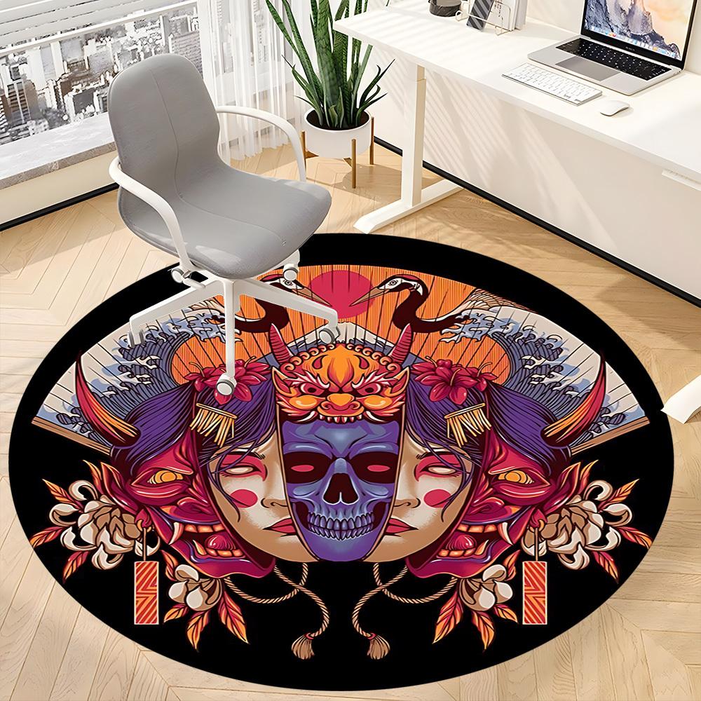 1PC Traditional Design Office Round Rug, Non slip, Soft and Durable Office Rug for Interior Decoration, Perfect for Office
