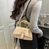 Fresh Splicing Belt Decoration New Women's Large-capacity Metal Portable Crossbody Shoulder Armpit Bag