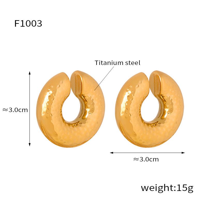 Fashion And Popular Retro Earrings Titanium Steel Plated 18K Gold Weight Color Glaze Ear Clips French Light Luxury Design Earrings Series