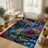 Dragon Phoenix Theme Crystal Velvet Rug Personalized Custom Name Text Soft Floor Mat Home Decor