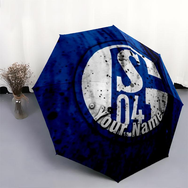 1 PC Automatic Folding Umbrella - FC Schalke 04 Custom Name Pattern, Portable & Foldable Design with 8 Ribs, Christmas Birthday Gifts