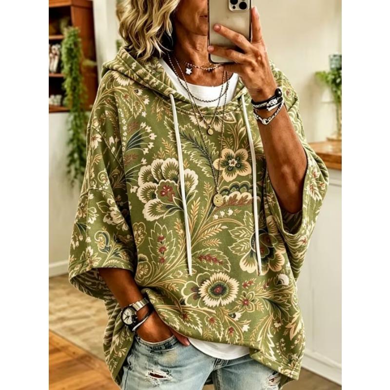 Damen Kapuzenpullover in Übergröße, Elegantes Bequemes Einfaches Muster Print, Modisch und Vielseitig