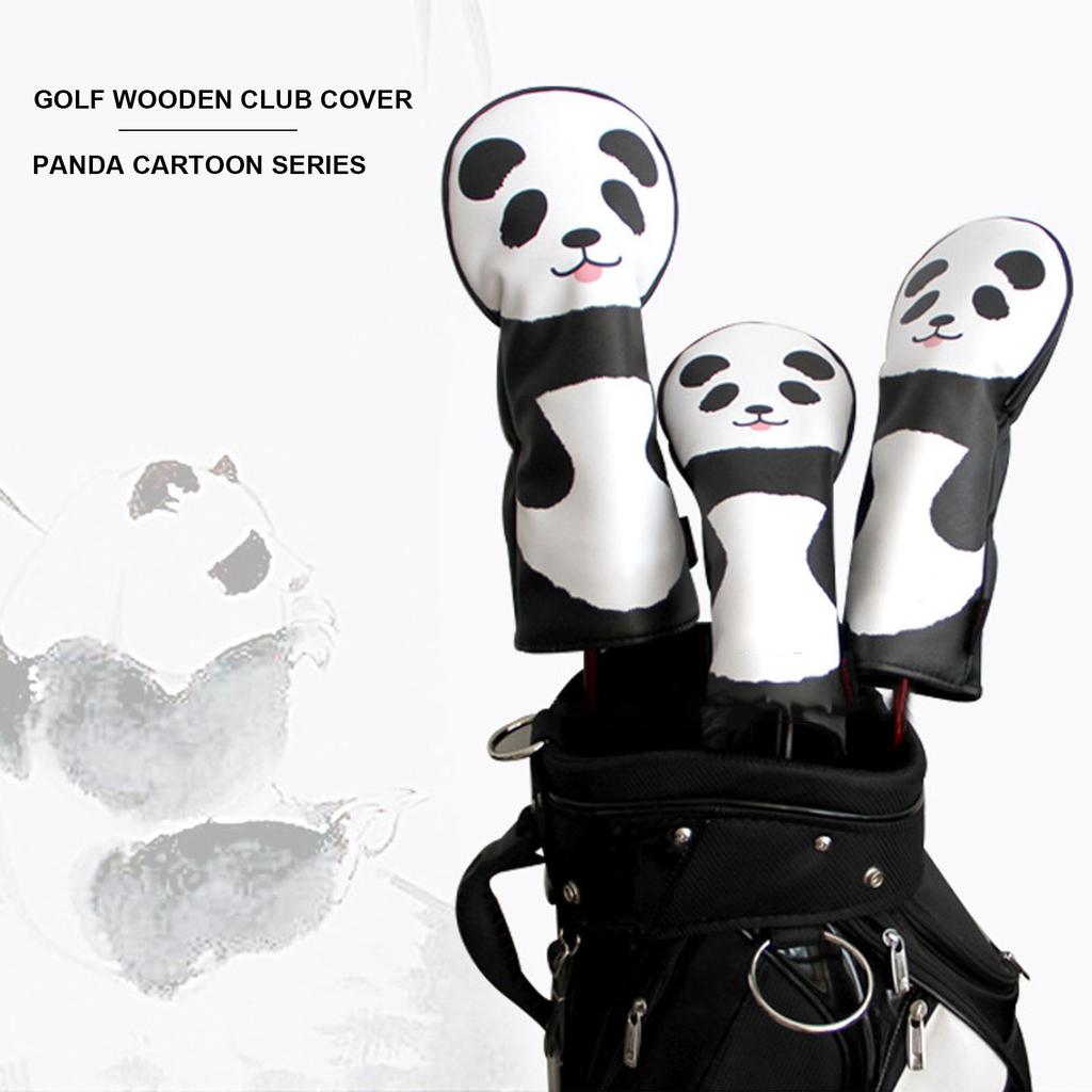 PU Leather Golf Wood Head Covers Waterproof Cartoon Thicken Plush No. 3 Golf Club Headcover