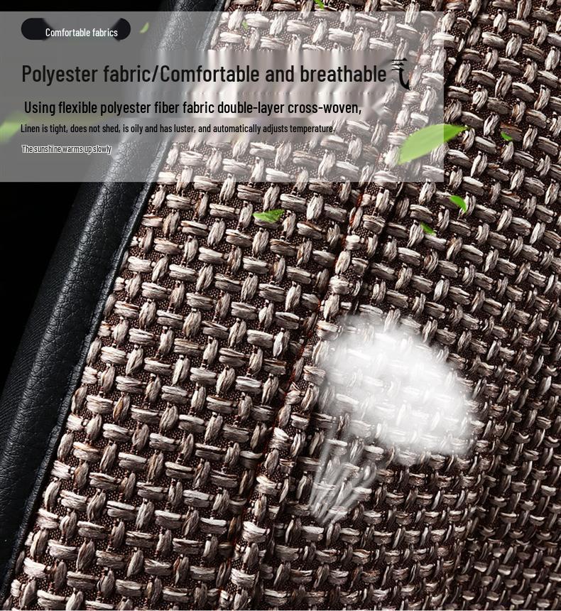 Universal Full Coverage Leather Car Seat Cushion and Linen Cover