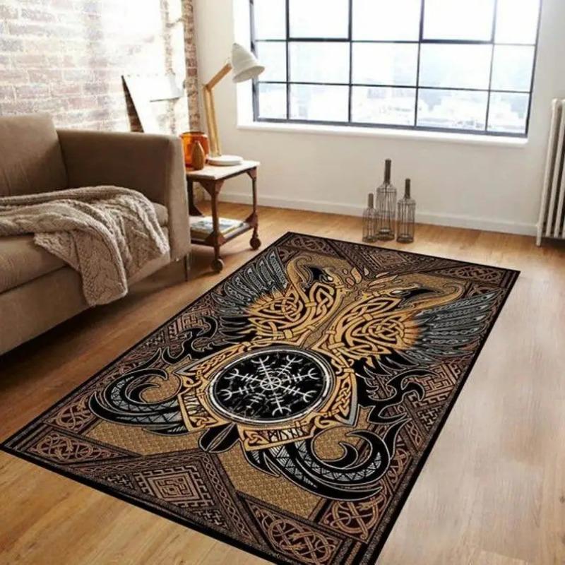 Viking Carpet Tree of Life Norwegian Mythical Carpet Design Flooring Viking Non Slip Celtic Viking Mat for Home Bathroom Decor