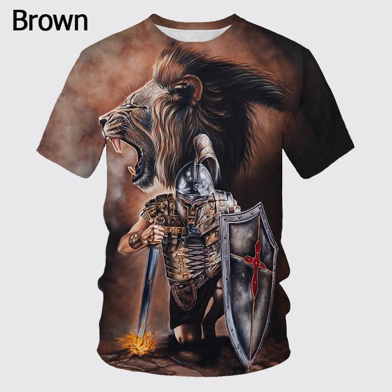 New Arrival Knights Templar Print 3d T-shirt Female Personality Sacred Cross Pattern Tshirt Men's Casual Outdoor Breathable Tops