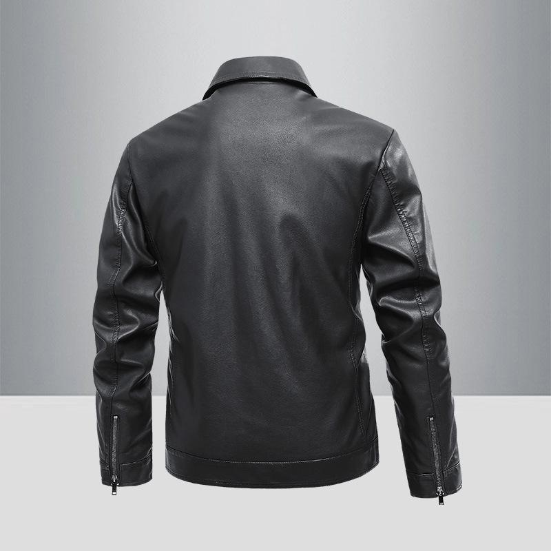 Leather Jacket for Men Spring and Autumn New Pu Lapel Leather Jacket Men's Motorcycle Lapel Handsome Jacket