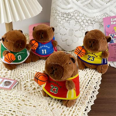 Cute Jersey Kapibala Plush Dolls Playing Basketball Capybara Dolls Bag Pendant Children's Day Gift