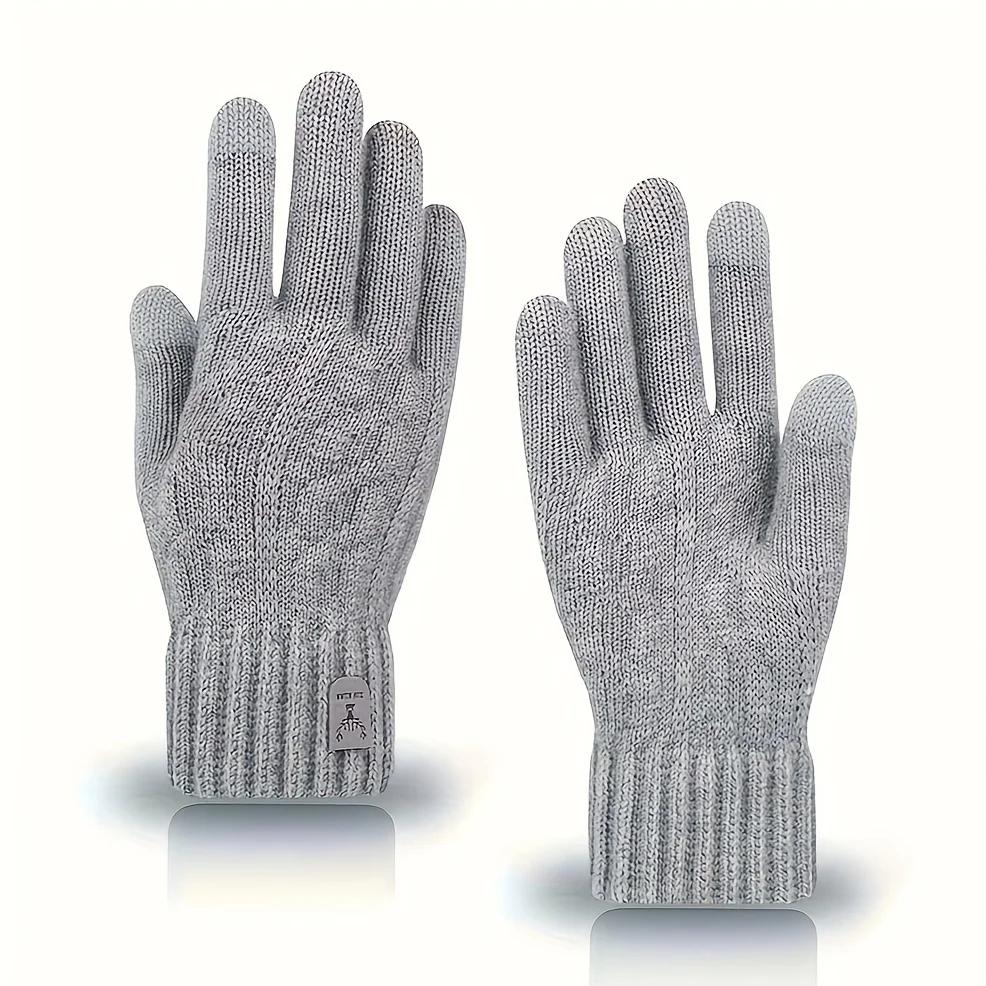 Verdickende Warme Touchscreen Winterhandschuhe für Männer und Frauen, Outdoor, Radfahren, Fahren, Sport, Kälteschutz, Gestrickte Wollhandschuhe, Unisex