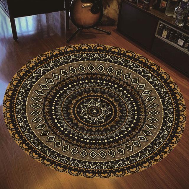 New Round Carpet Mandala Bohemian Gradient Colorful Rug For Living Room Bedroom Rugs Large Size Anti -Slip Floor Mat