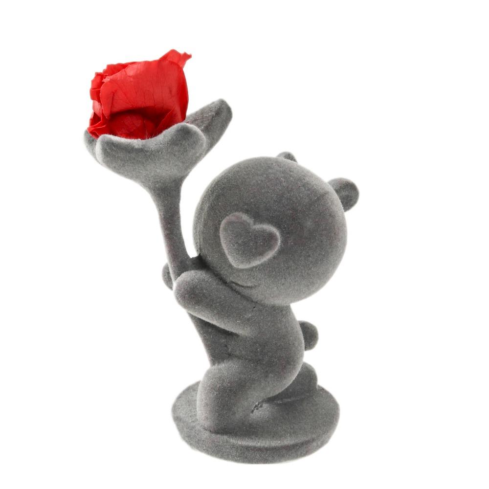 Kneeling Position Flocking Animal Bear Figurine  Birthday Proposal Confession