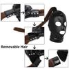TleMeny Latex Unisex Hood Mask Sexy PU Leather Masks Men Women Cosplay Flirting Hair Ponytail Chest Belt Headgear Sexy Cosplay