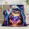 1PC Sleepy Hedgehog Dreams Flannel Blanket Gift, Suitable for Both Men And Women, Soft Ideal for Beds And Sofa, Birthday Or Christmas Gift