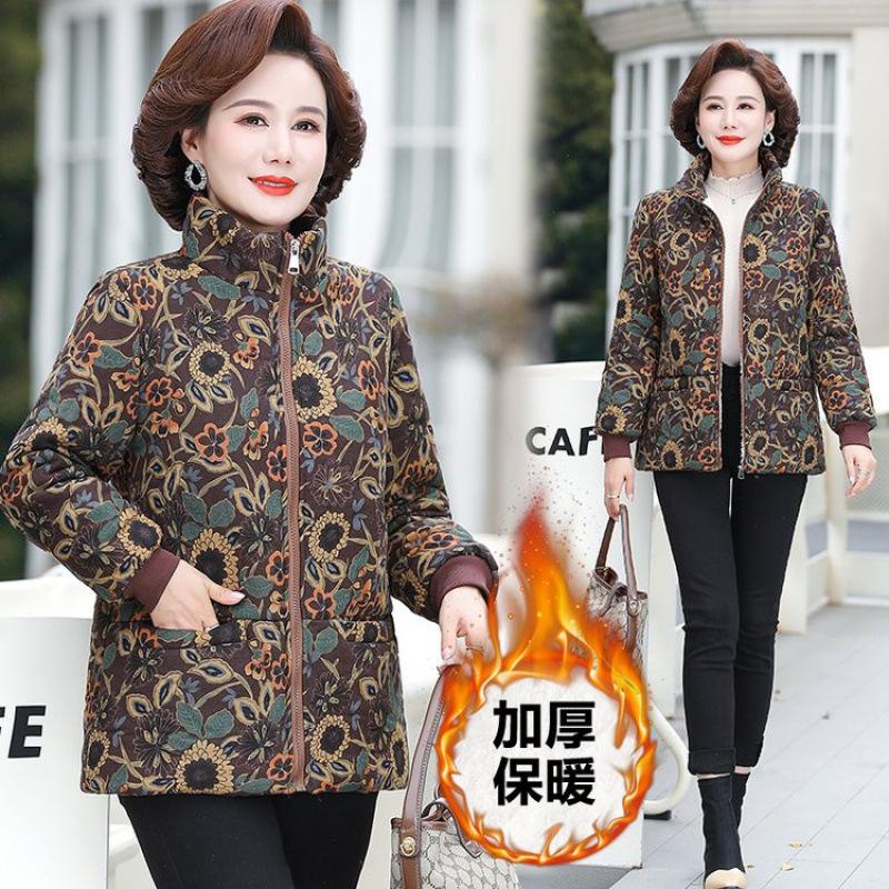 Women's Clothing Women's Velvet Thickened Warm Cotton-padded Jacket Middle-aged Winter New Clothing
