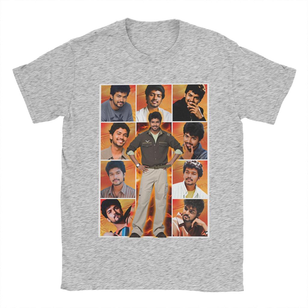 Thalapathy Vijay T Shirts for Unisex Pure Cotton Humorous TShirt Round Neck  Tee Shirt Short Sleeve Tops Plus Size
