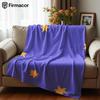 Lavender Yellow Star Cartoon Anime Print Flannel Blanket Soft Warm Throw for Kids Bedroom Sofa Christmas Office Car