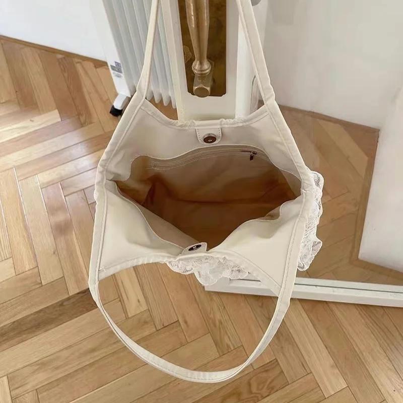 Summer Leisure Vacation Backpack Fairy Lace Shoulder Beach Bag Lace Mesh Tote Bag Underarm Shoulder Satchel Capacity Women's Bag