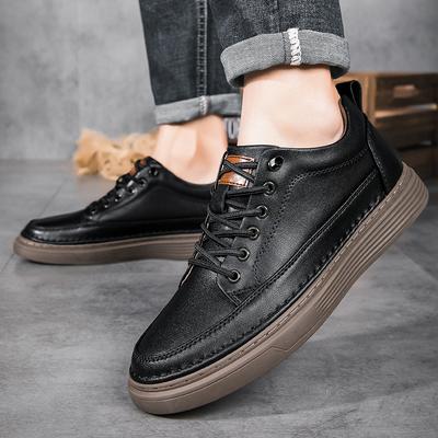Mode Modische Herren Hollow Out Höhenvergrößernde Lässige Board Schuhe für Frühling Herren Bequeme und Atmungsaktive Lässige Lederschuhe