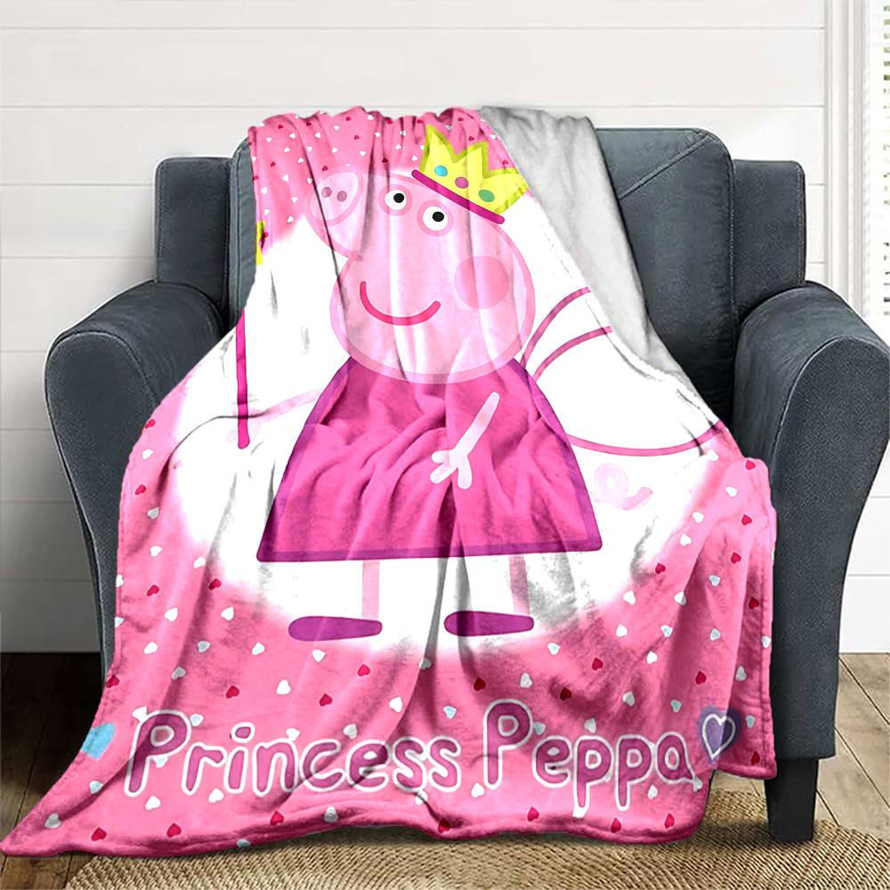 Princess Peppa Fairy Flannel Blanket Super Soft Warm Cozy Blanket for Sofa Bed Office Travel All‑Season Home Decor Gift