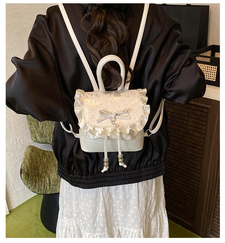 Bow travel backpack women's 2025 new fashion casual versatile schoolbag college student commuter backpack