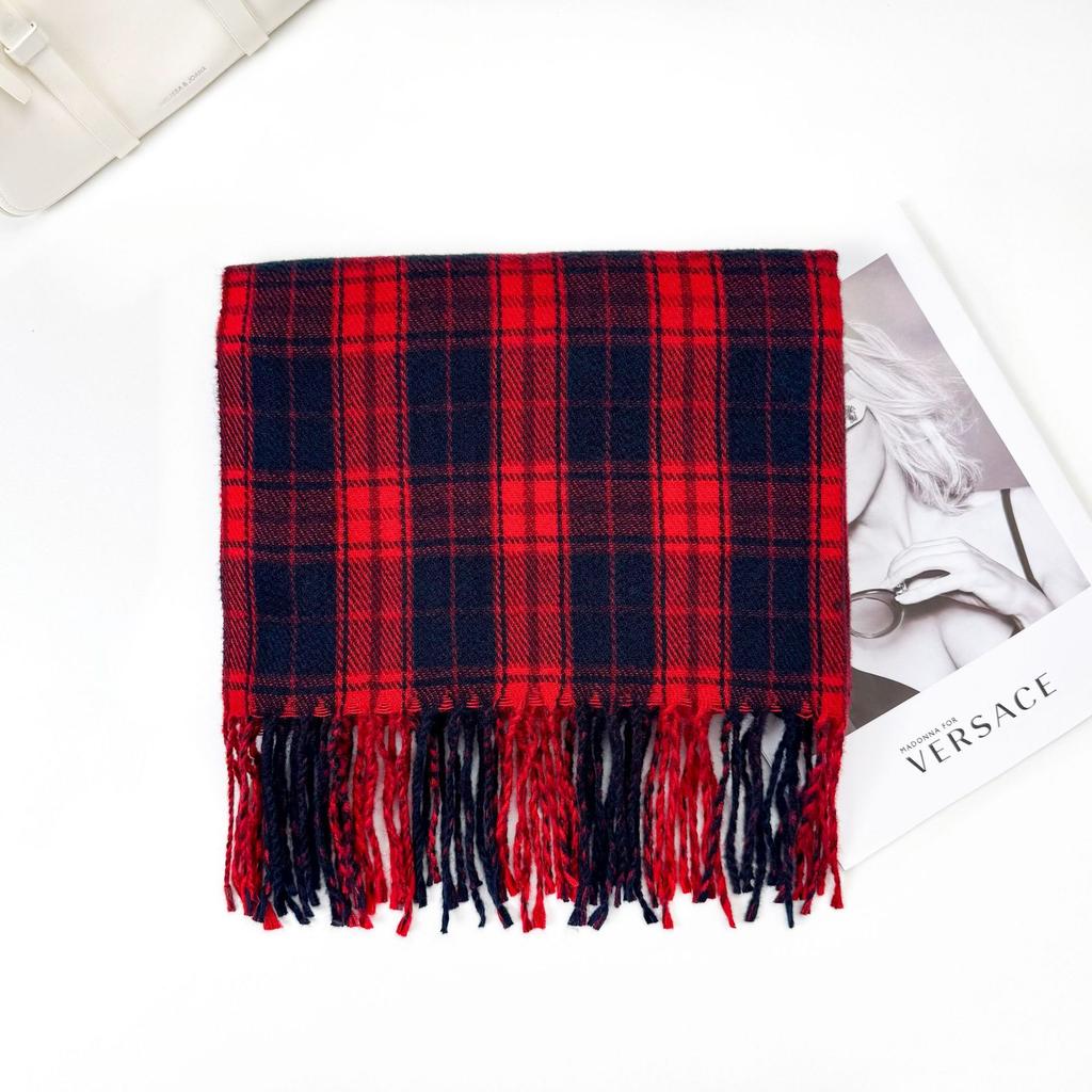 1116 New Korean plaid scarf women's winter senior sense versatile warm scarf student couple shawl dual-purpose