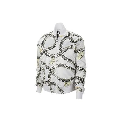 Abbigliamento sportivo Imbottitura sintetica Stampato Collo alto Caldo Giacca di cotone Giacca da donna Bianco CI9997-100