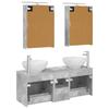 5 Piece Bathroom Furniture Set in Concrete Grey Engineered Wood and Glass