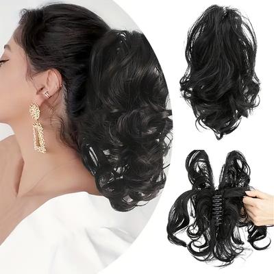 Coda di cavallo sintetica con coulisse corta ondulata extension coda di cavallo clip in capelli elegante aspetto naturale per uso quotidiano accessori per capelli