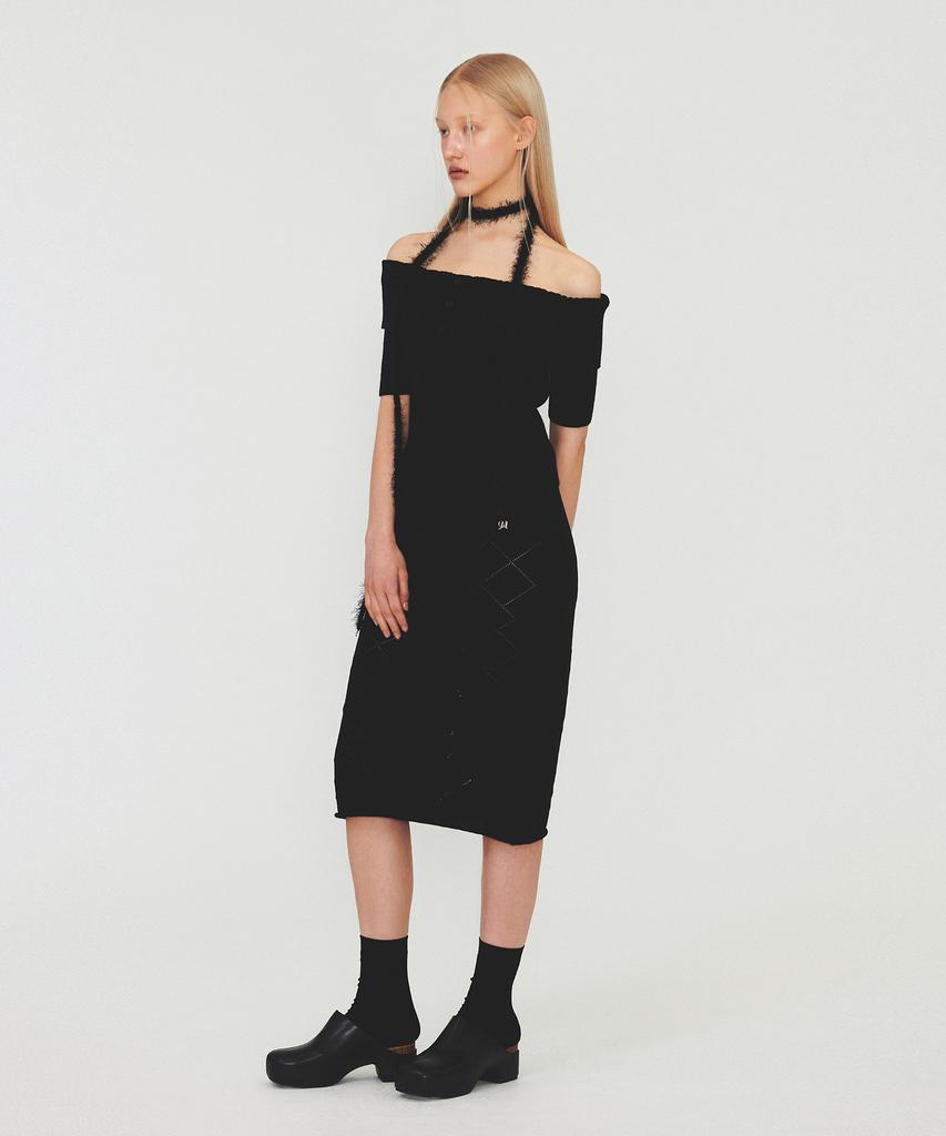 Daiaegeuneol Argyle Pattern Knit Skirt (Black)
