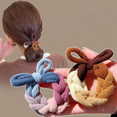 Autunno Inverno Tessuto Ispessito Nodo Fiocco Elastico ad Alta Elasticità per Donna Carino Kawaii Semplice Chignon Coda di Cavallo Elastici Corde