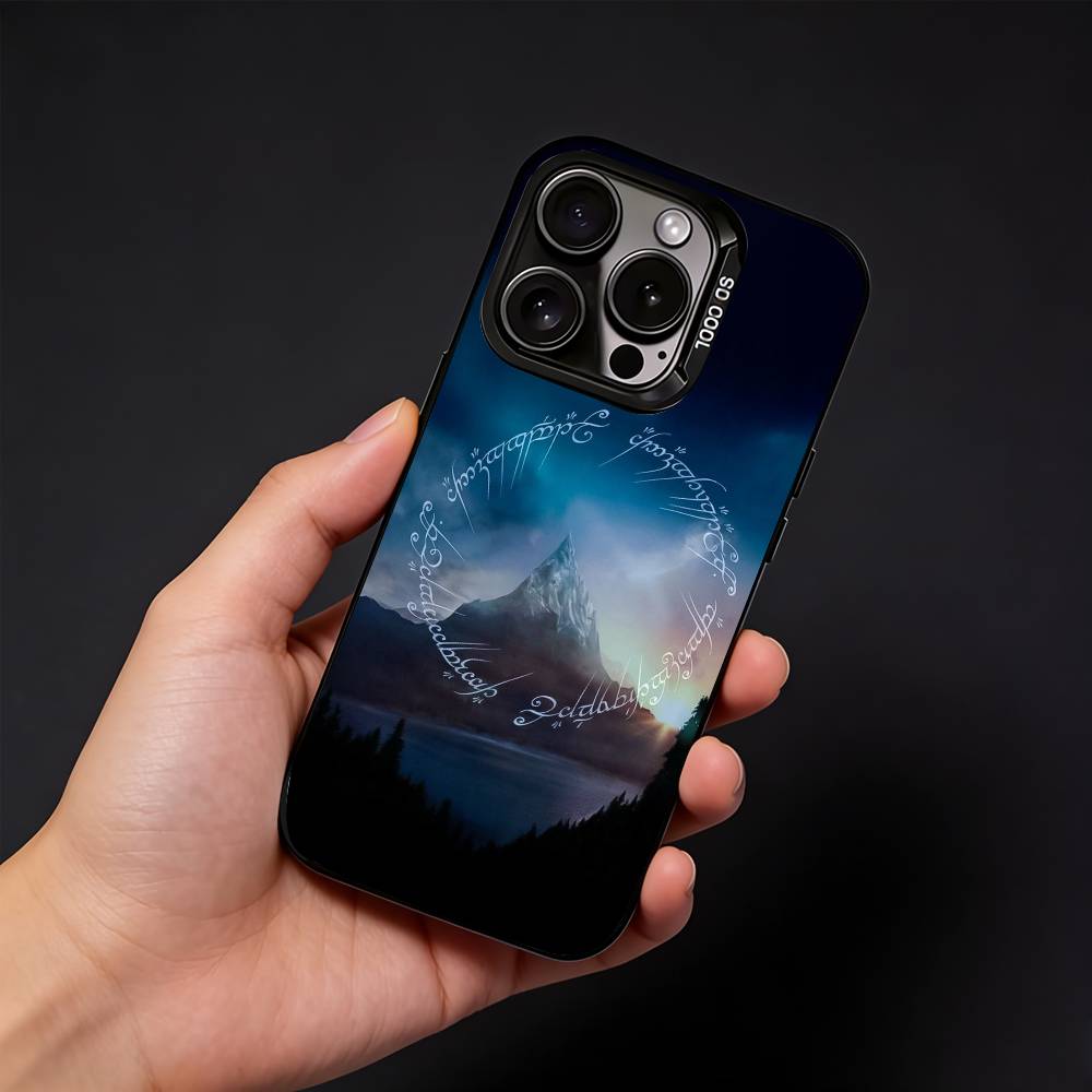 L-Lord of the R-Rings Map Logo Phone Case For iPhone17, 16,15,14,13,12 Pro Max Black Candy Matte Shockproof Cover