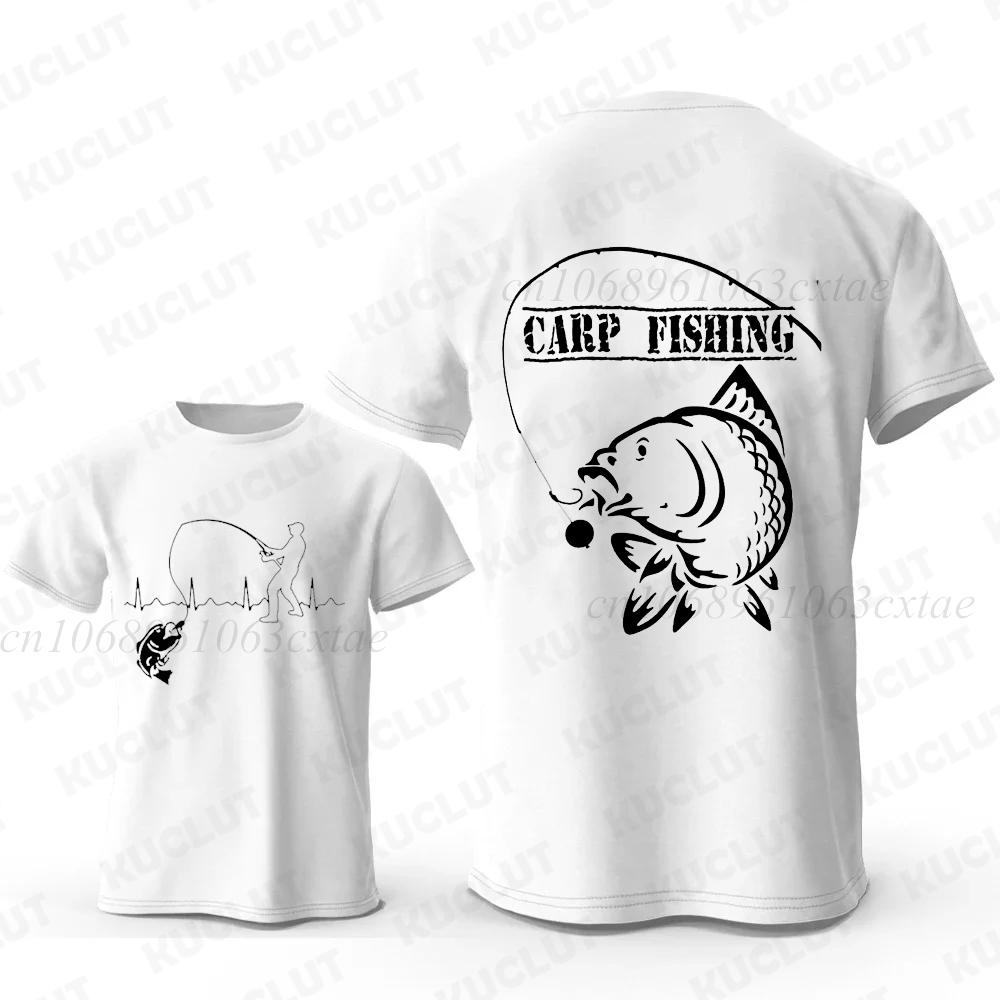 Eat Sleep Fishing Heartbeat Unisex T-Shirts Tops Unisex Fisherman Fish T-shirt Short Sleeve Fashion Brand Loose Tee Shirt for Male