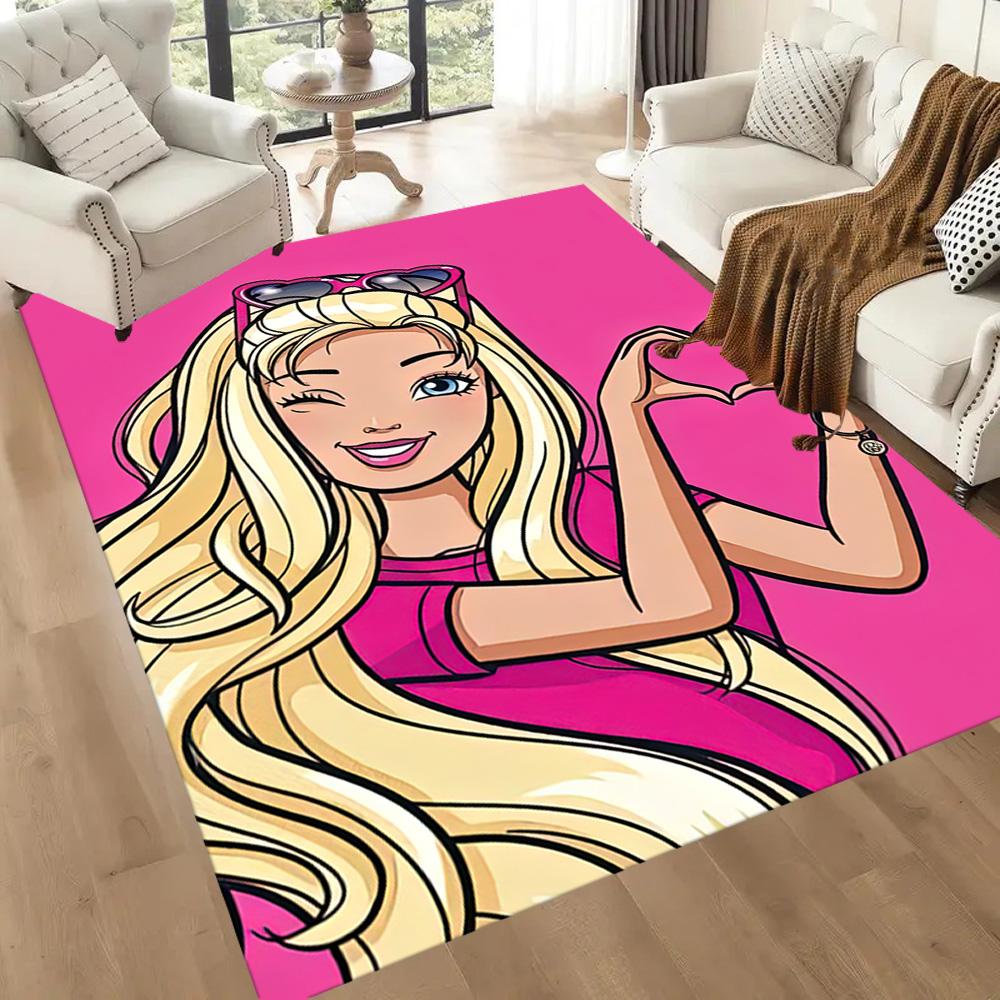 Barbie Glittery Pink World Square rugs are a great choice for living rooms, bedrooms, home décor, and as gifts.
