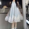 Summer Sweet Gentle Sleeveless Spliced Dress Loose Fit Slimming Irregular Hem Elegant Fairy Women Dress