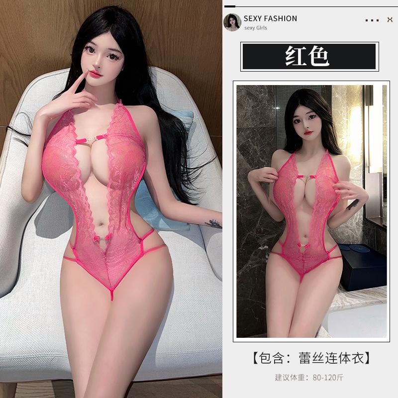 Sexy Underwear Sexy Lace Deep V Neck Conjoined Inner Small Chest Passion Perspective No Temptation