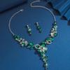 3dílná dámská módní trendy květinová náhrdelník s kapkou vody náušnice zirkonová sada svatební banketová párty sváteční dárek