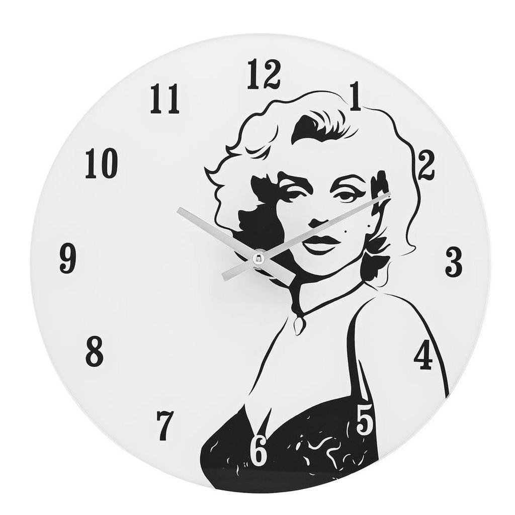 Hometime Ikonická kolekce Skleněné nástěnné hodiny 30cm Legenda Hollywoodu 50. let