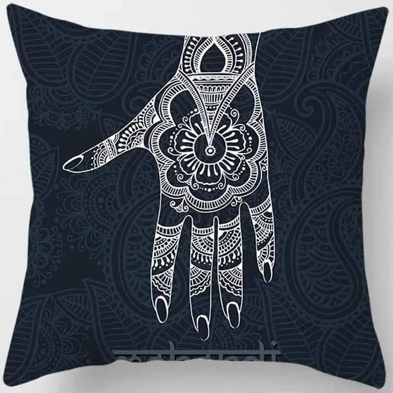 Exotic Hand Elephant  Woman Mandala Pillows Pattern Cushion Cover Suitable For Sofa Bedroom Car Pillow Cover