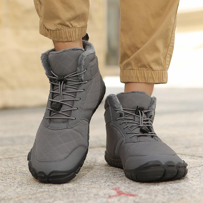 Men's and women's soft elastic winter warm cold padded snow boots thick-soled non-slip wear-resistant outdoor leisure sports five fingers cotton boots