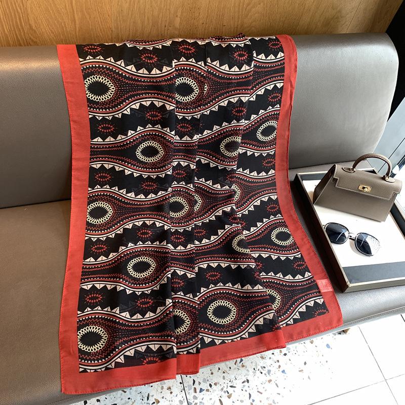 Famous Style Spring Thin Headscarf French Retro Large Square Scarf Women'S Spring And Autumn Versatile Design Scarf Large Shawl Silk Scarf