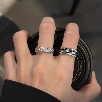 Neo-gothic Punk Stars Ringer for kvinner Uregelmessig Zircon Ring Mann Enkel Hul Design Åpen Ring Mote Smykker Festgave Vintage Justerbar Rock Ring