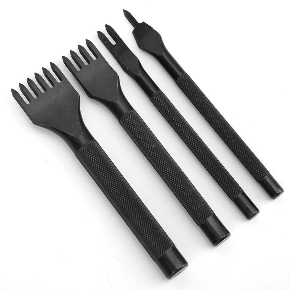 4pcs 1/2/4/6 Prong Leather Craft Chisel Leather Stitching Punch For DIY Leather Crafting