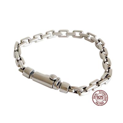 S925 prata esterlina pulseira personalidade retro fazer velho cruz corrente europeu e americano moda casal pulseira