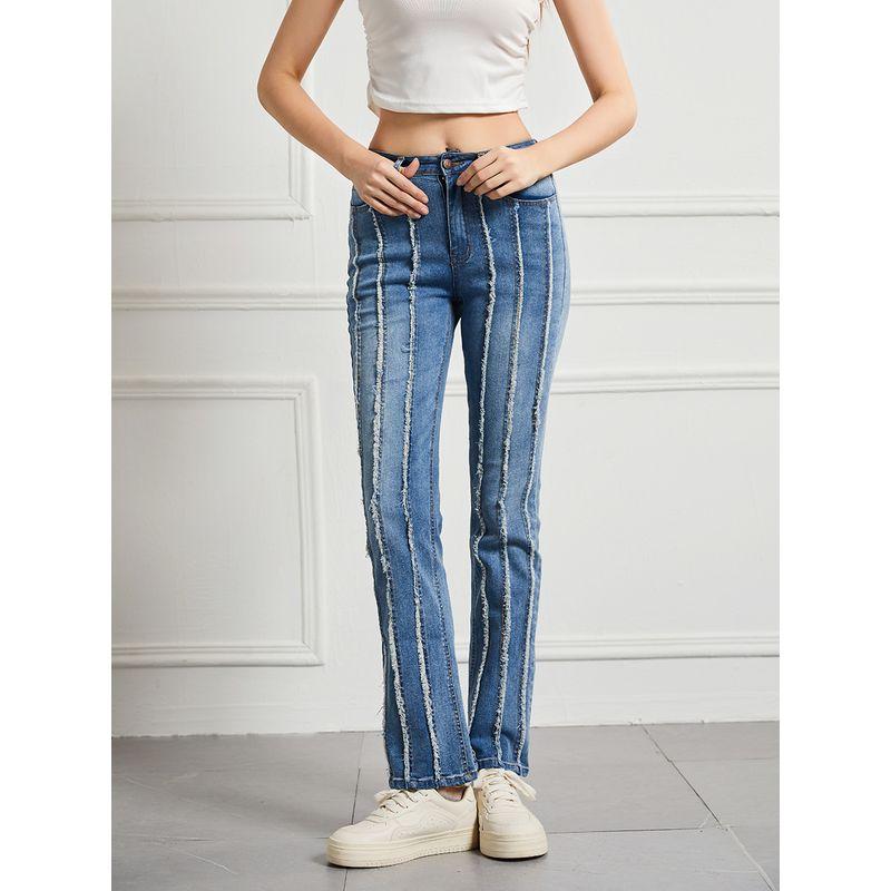 

2025 Slim Fit High Waisted High Stretch Oversized Pants Blue S