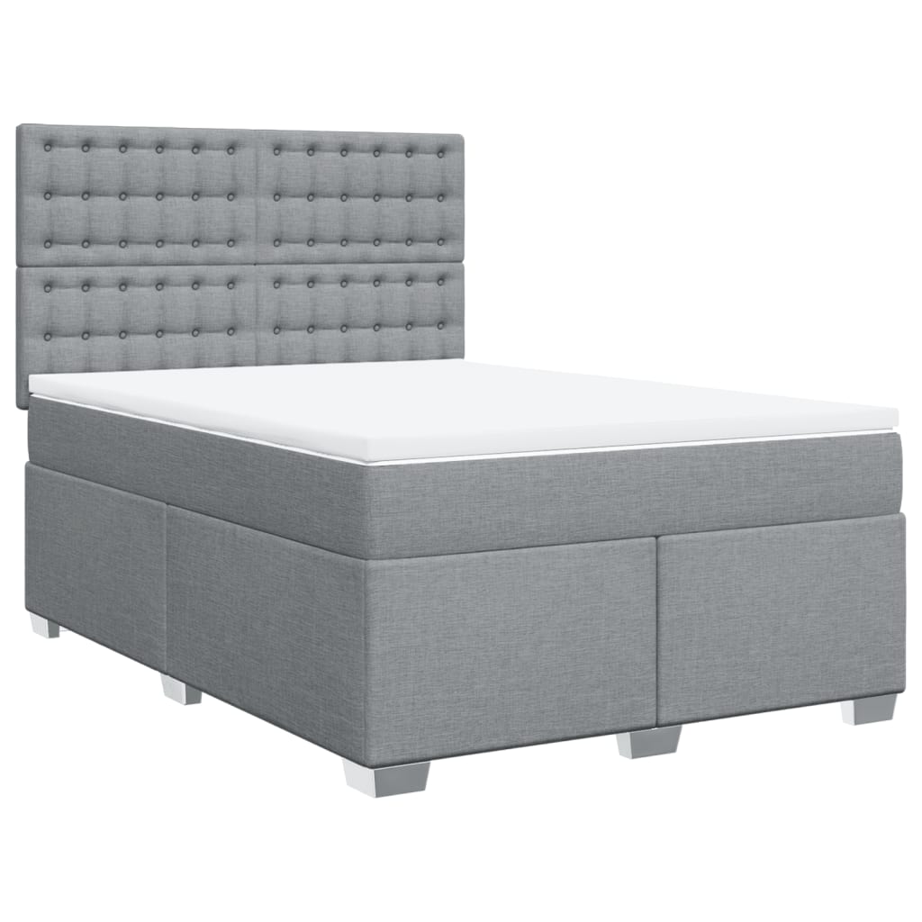 Vidaxl Letto Continentale Con Materasso, Grigio Chiaro, Tessuto, 140X190Cm