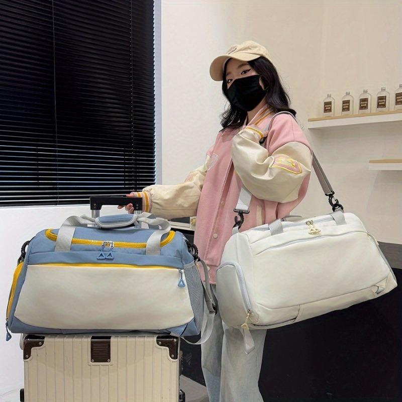 Large Capacity Nylon Travel Duffel Bag with Shoe Compartment & Wet/Dry Separation, Multi-Functional Sports Duffel for Men & Women