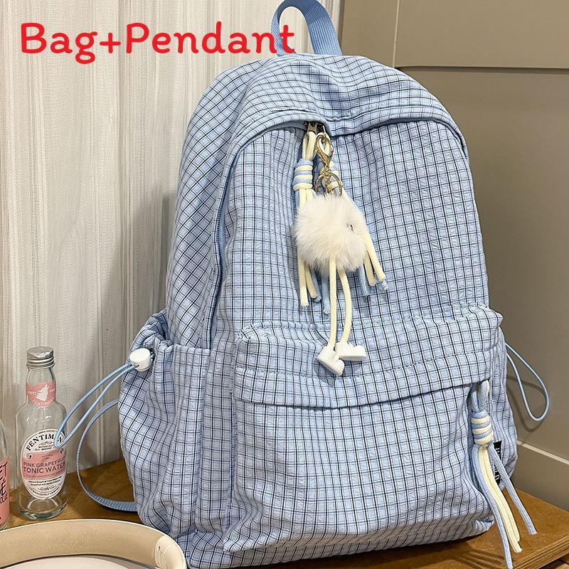 Nylon Student Backpack With Fabric For Casual Travel And School Use синий