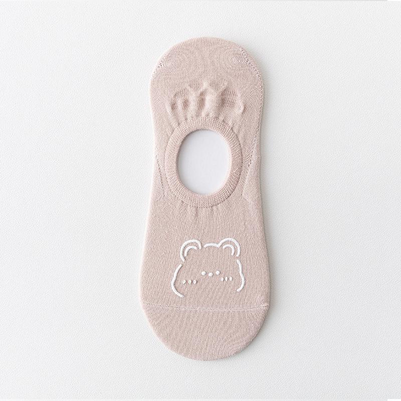 Women Teddy Bear Pattern Boat Socks Cotton Silicone Non-slip Low Cut Socks