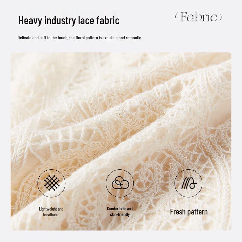 Xiangying Women's Lace Square Neck Puff Sleeve Dress