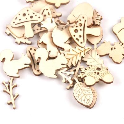 Mix Mushroom/hedgehog/squirrel/Pine Cones/leaves Pattern Wooden Ornament Wood For Scrapbooking DIY Carfts Home Decor 20pcs